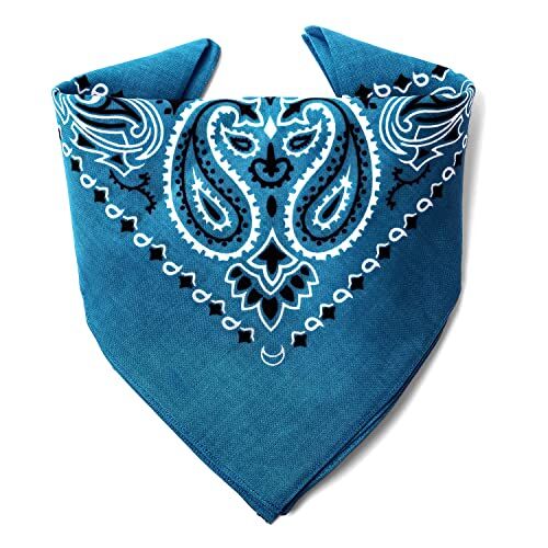 ...KARL LOVEN Bandana Verdeacqua Motivo Paisley 100% Cotone Spessore Superiore 20 Colori Esclusivi