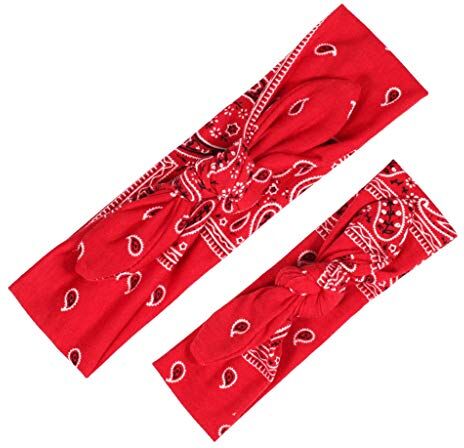 Generico Fasce Donna Sport Quick Dry Sweat Knot Headbands Head Wrap Hair Band (2 pz) Elastiche Larghe Accessori (b-Red, One Size)