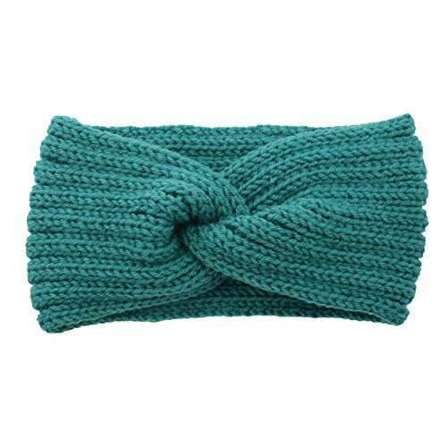 Mashaouyo Cerchietto elastico per capelli da donna, con cavo morbido, caldo, invernale, lavorato a maglia, da donna (verde, taglia unica)