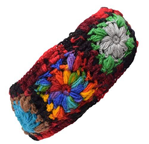 Gheri Fascia invernale in pile di lana, stile bohémien, hippie, floreale, C