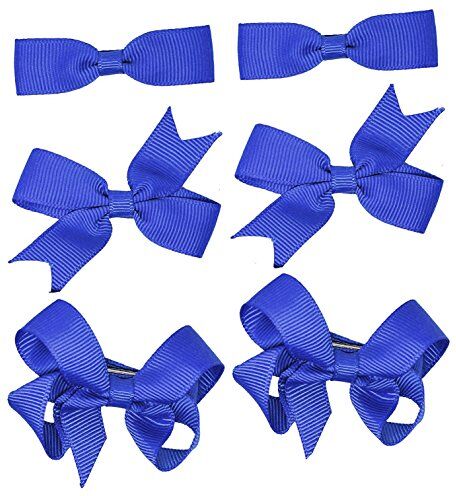 Caprilite 6 fermagli (3 paia), da ragazza, fiocco per capelli, grosgrain, colore: blu