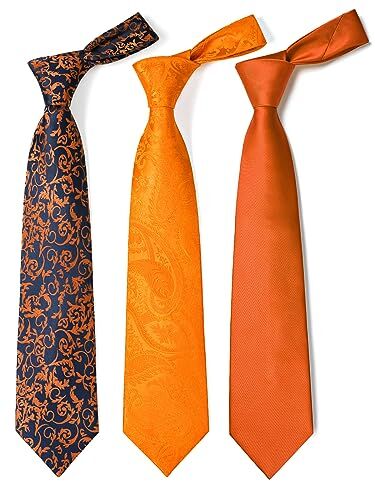 HISDERN Lotto 3 pezzi Cravatta e fazzoletto da taschino Classico set di cravatte in seta da uomo