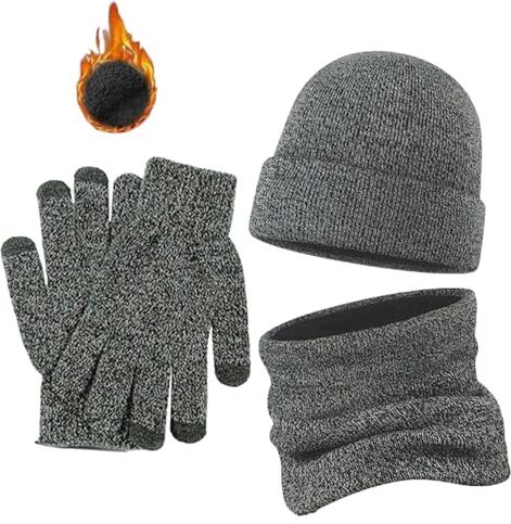 Holdes Set di guanti, sciarpe e cappelli   Set sciarpa e guanti per cappello lavorato a maglia unisex per adulti   Set cappello invernale, sciarpa e guanti per uomo e donna, guanti scaldacollo con