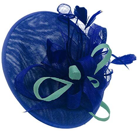 Caprilite Royal Blue Mix Colour Sinamay Big Disc Piattino Fascinator Cappello per donne Matrimoni Fascia Acqua turchese chiaro Etichettalia unica