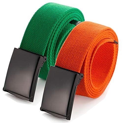 Mile High Life Cintura Tela Regolabile   Taglia Fino a 132 cm   Fibbia Militare in Tinta Unita Nera   Cinghia da Uomo   Cinta da Donna   (16 Colori e Opzioni Combo)