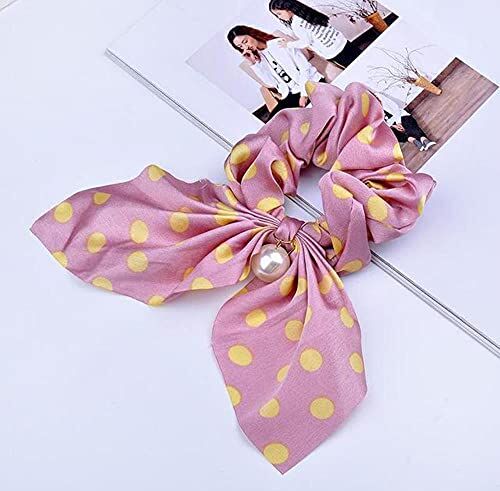 Roping 2021 Donne Chiffon Bowknot Capelli di Seta Scrunchies Perla Coda di Cavallo Titolare Dei Capelli Corda di Gomma Fasce Copricapo Accessori per Capelli