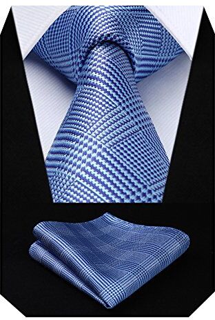 HISDERN Controllare Wedding Tie Fazzoletto Cravatta da uomo & Set tascabile