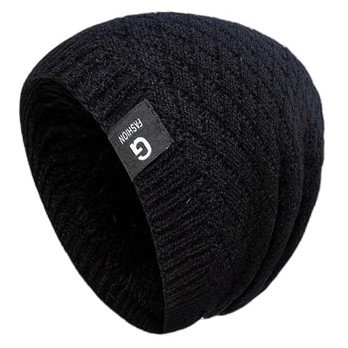 FGUUTYM Sciarpa Uomo Nero Giallo Cappelli di lana per Uomo e Donna in Autunno e Inverno Cappello E Sciarpa Donna Set (Black-2, Taglia unica)