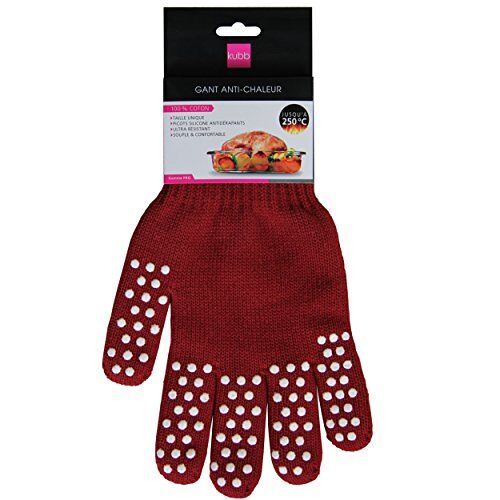 Kubb Guanti da Forno in Cotone/Silicone, 16 x 28 cm, Colore: Rosso Scuro