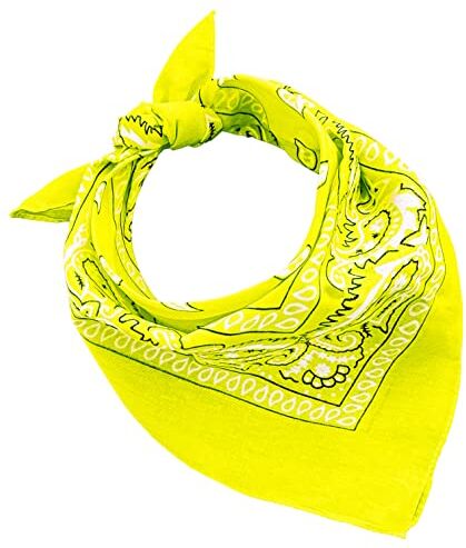 JOPHY & CO. Bandane 100% cotone per Donna Uomo Bambini Unisex con motivo paisley pattern, fazzoletto copricapo sciarpa per capelli/collo/polso/testa COD. (Giallo Fluo)