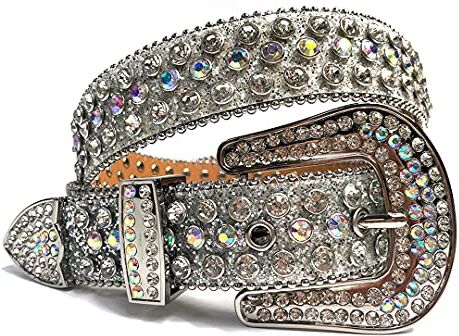 Dsimilarl Rosa Strass Cintura Femminile Di Cristallo Di Qualità Maschio Con Borchie Cintura Uomo Donne Ceinture Femme Cinto De Strass Per Jeans Decerative Argento 46 pollici