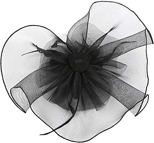 YPOSPDD Cappello Fascinators for donna Tea Party Fascia for capelli Derby Matrimonio Fiore bianco Fermaglio for capelli Copricapo anni '20 Foulard (Color : Black_One Size)