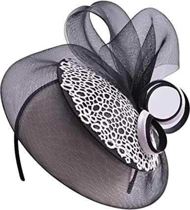 MAYNUO Cappelli da donna da donna, Fascinators Race Day Kentucky Derby Church Wedding Party Headband Fascia da sposa (Color : Black and White, Size : 1)