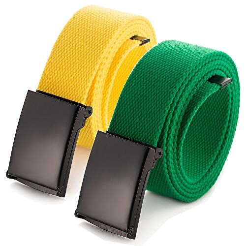 Mile High Life Cintura Tela Regolabile   Taglia Fino a 132 cm   Fibbia Militare in Tinta Unita Nera   Cinghia da Uomo   Cinta da Donna   (16 Colori e Opzioni Combo)