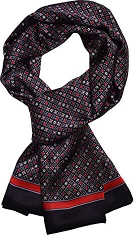 UK_Stone Foulard da uomo, 100% seta, sciarpa vintage, Motivo floreale vintage #3 nero, Taglia unica