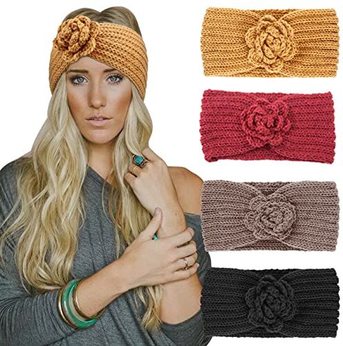 DRESHOW 4 Pezzi Fasce per Capelli Tessuto di Lana Turbante Fascia da Donna Invernale Accessori Cerchietti per Donna Ragazze