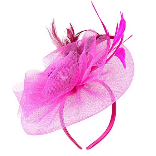 TianWlio Cerchietto per capelli antiscivolo boho fasce per capelli per feste, fascinator Bridal British Tee, fascia per capelli da donna, fascia larga per capelli retrò