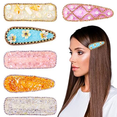 PinkSheep Clip per capelli per le ragazze adolescenti donne, 6PC Jeweled capelli Barrettes strass Pins, Bling elegante Dressy capelli clip per le donne, Accessori per capelli alla moda