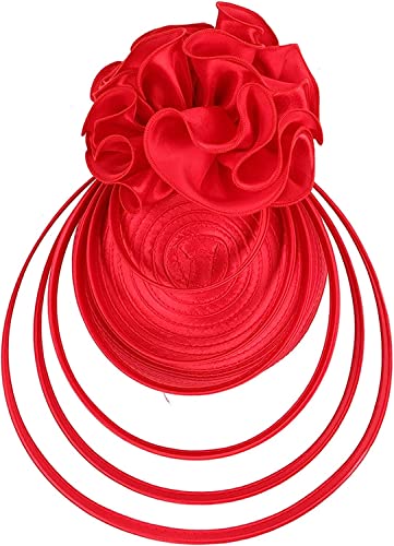 YPOSPDD Fascinator da donna, cappello da tea party con piume, fascia for velo con fermaglio for capelli, cappello flapper, foulard fascinator anni '20 (Color : Red_One Size)