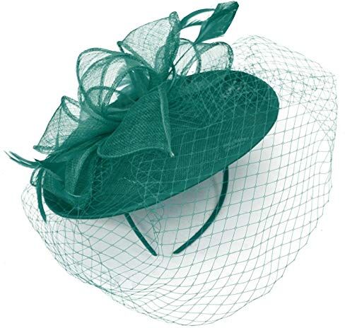 Caprilite Piattino Sinamay Fascia Fascinator Wedding Ascot Cappello Hatinator Birdcage Velo Foglia di t Etichettalia unica