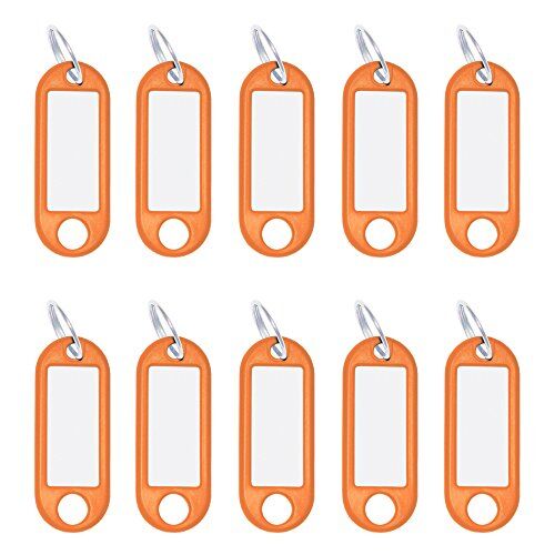WEDO – Portachiavi in plastica con anello, etichette intercambiabili, 10 pezzi, arancione