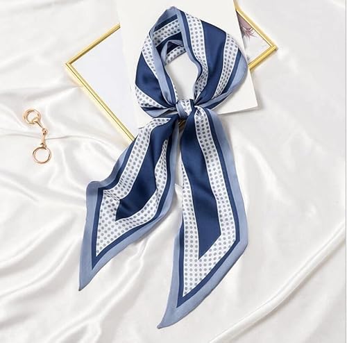 OUSIKA Fascia for capelli da donna stampata a pois lunghi, sciarpa for cravatte skinny multifunzione primavera estate sciarpe setose for la decorazione della testa Sciarpe (Color : Blue, Size : 13x1