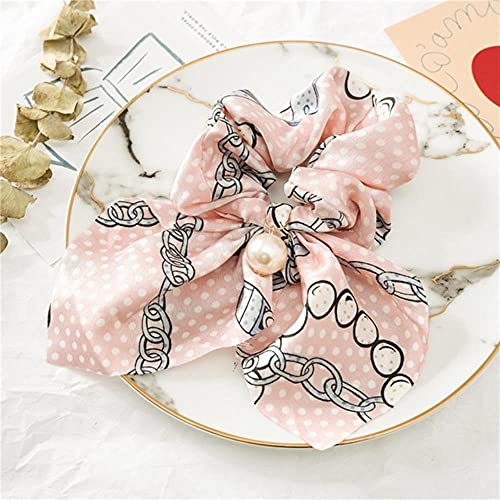 Roping 2021 Donne Chiffon Bowknot Capelli di Seta Scrunchies Perla Coda di Cavallo Titolare Dei Capelli Corda di Gomma Fasce Copricapo Accessori per Capelli