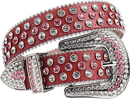 Dsimilarl Cintura in pelle per le donne uomini moda strass borchiate cinghia di design Cowgirl Cowboy Ceinture Femme Jeans cintura rosa rosso 42 pollici