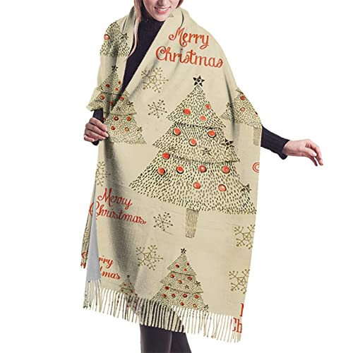 YUHONGHAO Sciarpa modello albero di Natale sciarpa da donna morbido cashmere sciarpe elegante calda coperta invernale scialle, nero, taglia unica