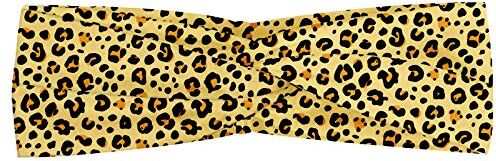 ABAKUHAUS Giallo Marrone Fascia per Capelli, Animal print Leopard, Elastico e Morbido per lo Sport e l'Uso Quotidiano per Donna, Pastello giallo malva scuro