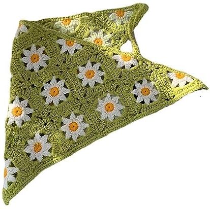 Generic Dolce fascia triangolare lavorata a maglia con margherita fatta a mano vintage gancio fiore tea party Halloween foulard sciarpa vintage hot girls (avocado gr)