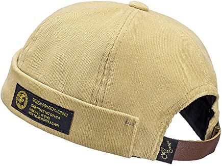 CLAPE Cappello Senza Visiera Berretto Portuale Corduroy Rolled Cuff Brimless Hat Berretto Docker Uomo Berretto da Uomo con Visiera Marinaio