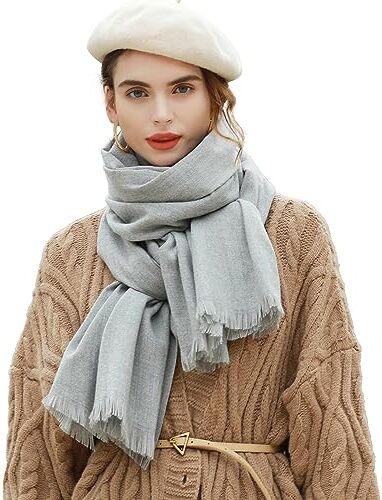 RIIQIICHY Sciarpa da donna Invernale Pashmina Foulard Grigio Cerimonia Scialle Stola Lungo grande elegante spesse calde