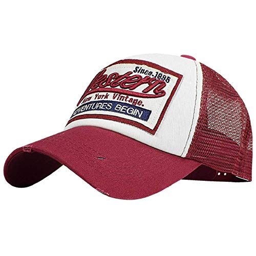 heekpek Cappello Uomo Baseball Cappellino con Visiera Estivo Ricamato Cappelli a Rete Donna Traspirante Cappellini Casuali Cappello Rapper Trucker, Rosso