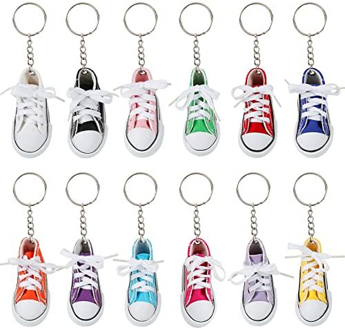 Victse Mini Portachiavi Scarpa Sneaker, 12 Pcs Generic Scarpa di Tela Moda Ciondolo Portachiavi, Borsa Zaini Accessorio, Portachiavi per Rgalo Souvenir Donna Ragazza