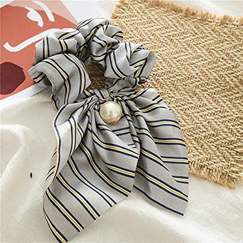 Roping 2021 Donne Chiffon Bowknot Capelli di Seta Scrunchies Perla Coda di Cavallo Titolare Dei Capelli Corda di Gomma Fasce Copricapo Accessori per Capelli