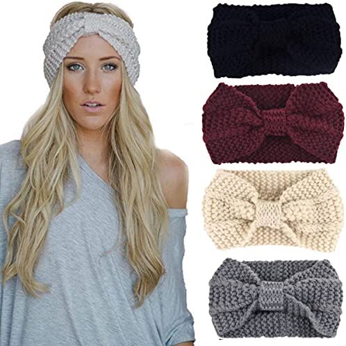 DRESHOW 4 Pezzi Fasce per Capelli Tessuto di Lana Turbante Fascia da Donna Invernale Accessori Cerchietti per Donna Ragazze