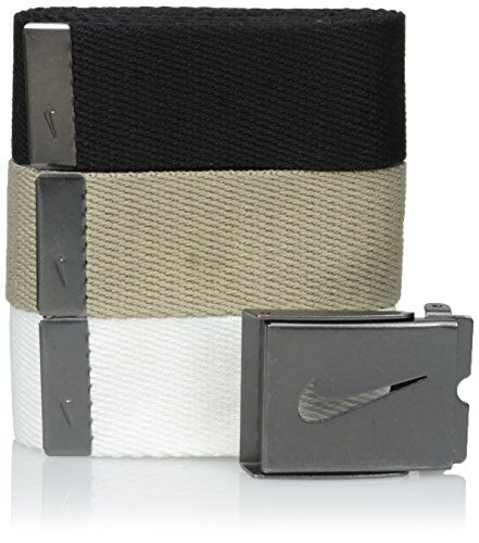 Nike Cintura da golf standard da uomo, 3 pezzi, colore: Bianco/Cachi/Nero, taglia unica
