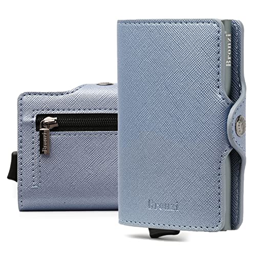 Bronzi Portafoglio Porta Carte Credito Portafoglio Uomo Donna Slim Portacarte Mini Porta Tessere Protezione RFID Design Smart Italiano Saffiano Grigio