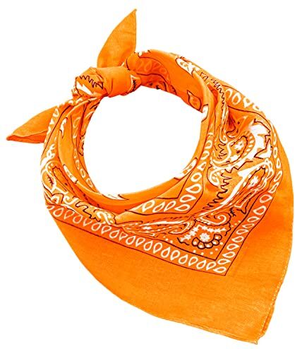 JOPHY & CO. BANDANA 100% cotone SET da 3/5/10 per Donna Uomo Bambini Unisex Tinta Unica e/o con Motivo Paisley COD. A (Set 1 pz, Paisley, Zucca)