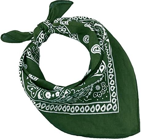 JOPHY & CO. BANDANA 100% cotone SET da 3/5/10 per Donna Uomo Bambini Unisex Tinta Unica e/o con Motivo Paisley COD. A (Set 1 pz, Paisley, Militare)