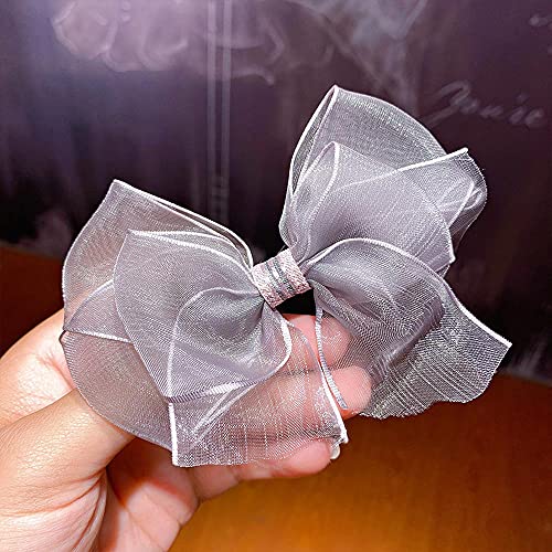 OMICE Copricapo Carino Pin Barrettes Copricapo Bambini Archi Forcina Anatra Clip Net Filato Hairclip Laterale Clip (Grigio)