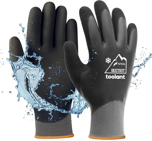 OriStout Guanti da Lavoro Uomo Donna Touch Screen Guanti Impermeabili Guanti Termici Invernali Guanti Da Giardino Freddo Grigio XX-Large