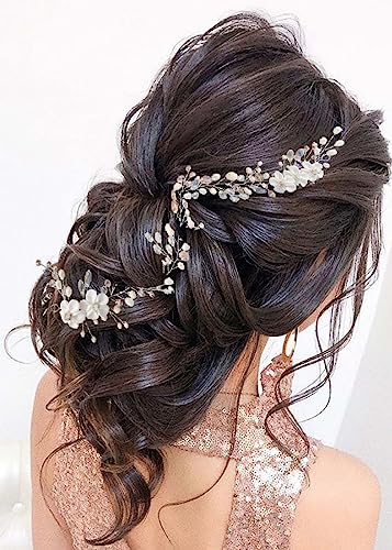 Unicra Sposa capelli da sposa vite argento floreale fascia Rhineatone accessori per capelli da sposa copricapo per le donne