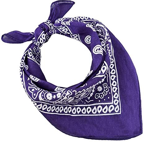 JOPHY & CO. BANDANA 100% cotone SET da 3/5/10 per Donna Uomo Bambini Unisex Tinta Unica e/o con Motivo Paisley COD. A (Set 10 pz, Paisley, Viola)