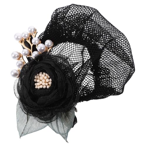 Ipetboom Tessuto filato di seta semplice fiore rete tasca testa fiore clip superiore accessori per fermaglio per clip con una sola parola (maglia rossa spessa) per per donna