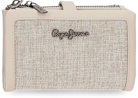 Pepe Jeans Maddie Portafoglio con porta carte di credito beige 14,5 x 9 x 2 cm poliestere con dettagli in finta pelle, Beige, Cartera con Tarjetero, Portafoglio con porta carte di credito