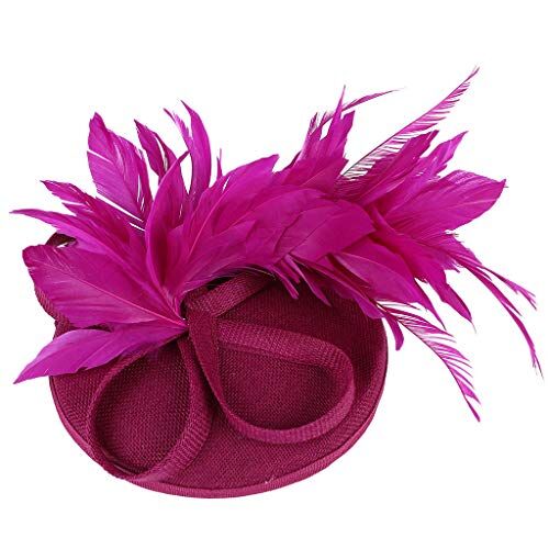 jieGorge Fasce Modellabili Fiore delle donne per perline Hat Fascinators Carino Wedding Headwear Headband Cerchietti per Elegante (Hot Pink, One Size)