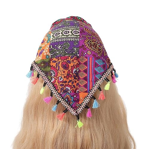 OSKOUR Totem pizzo all'uncinetto capelli bandana sciarpa triangolare con nappe triangolo fasce uncinetto fascia per capelli fazzoletto per le donne ragazze