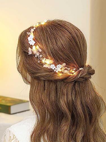 Unicra Cerchietto per capelli da sposa con farfalla per capelli da sposa, accessorio per capelli con perle e strass, per donne e damigelle d'onore
